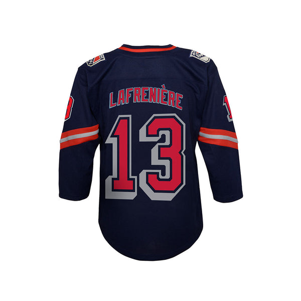 Kids Alexis Lafreniere Rangers Liberty Jersey in Navy - Back View