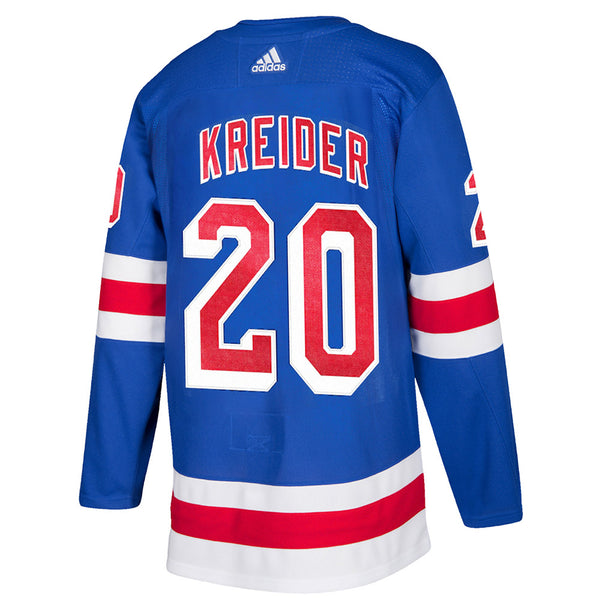 Chris Kreider Adidas Authentic Home Jersey in Blue - Back View