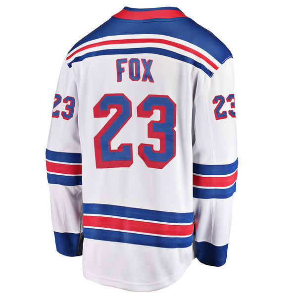 Adam Fox Breakaway Away Jersey in Red, White and Blue - Back View