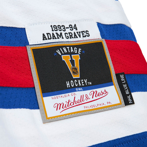 Mitchell & Ness Rangers Adam Graves 1993 Home Jersey In Blue - Zoom View On Left Hip Graphic