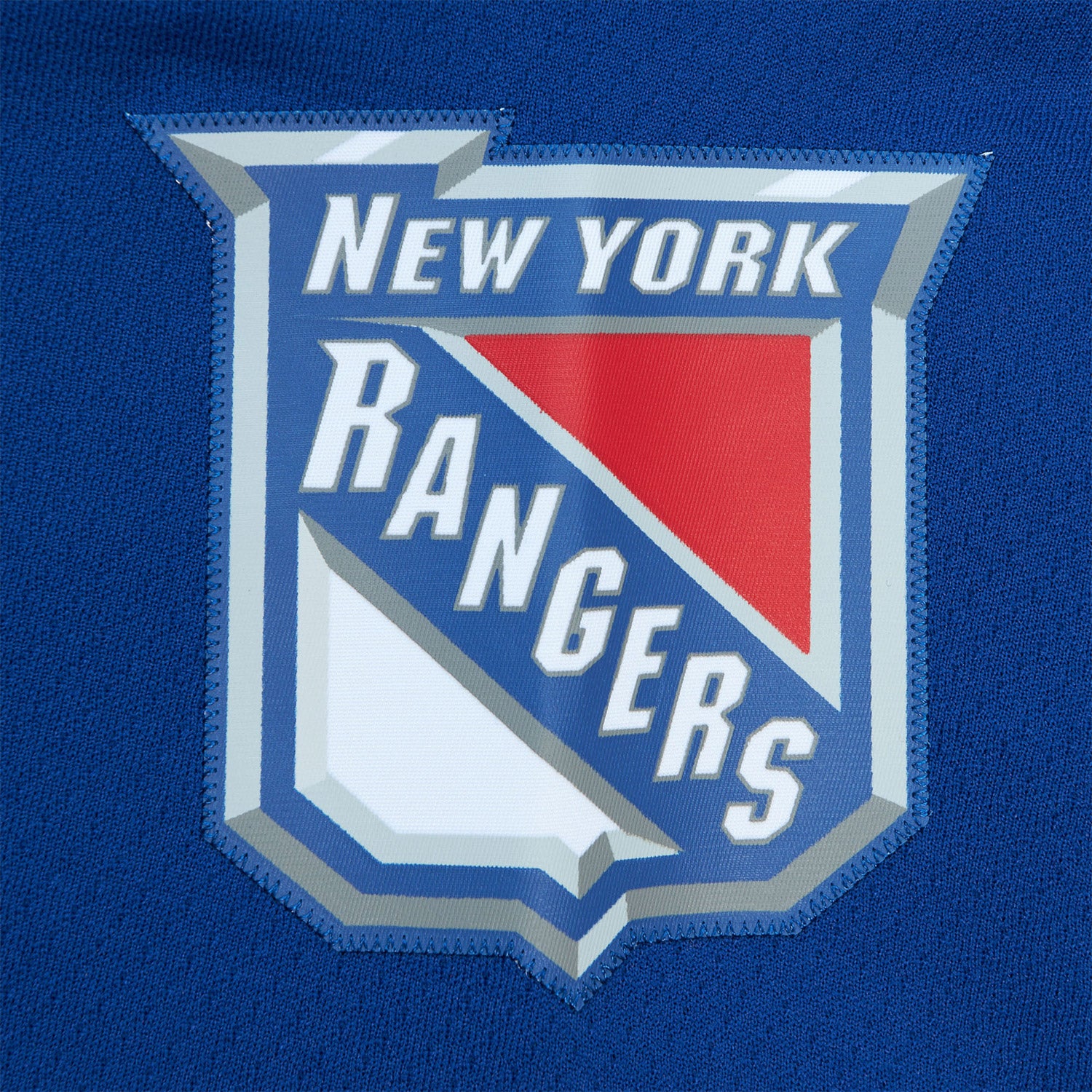 Mitchell & Ness Rangers Wayne Gretzky 1996 Alternate Jersey In Blue - Zoom View On Shoulder Graphic
