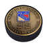 New York Rangers Stanley Cup Gold Medallion Puck in Black - Top View