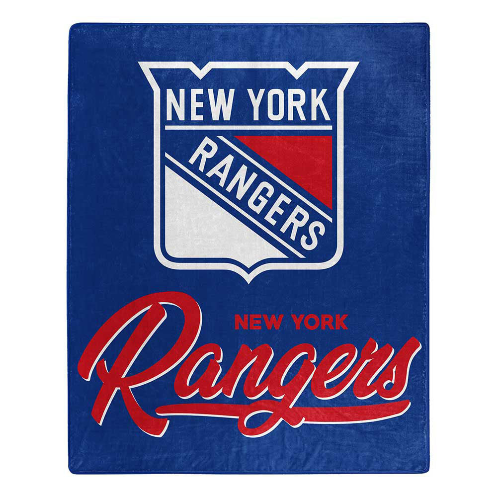 New York Rangers Signature Rashel Plush Throw in Blue - Front View