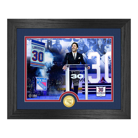 New York Rangers Highland Mint Lundqvist 11x14 Retirement Frame with Coin - Front View