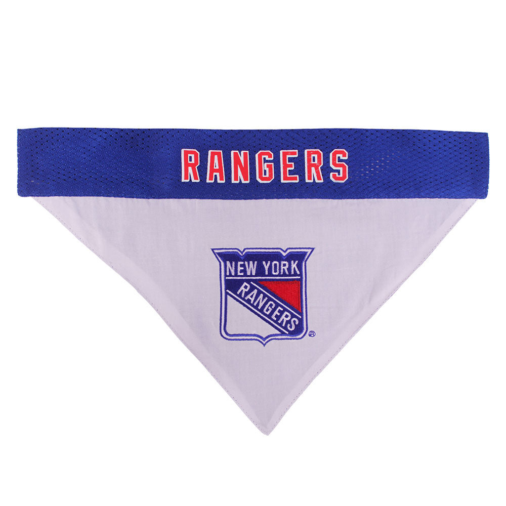 Products New York Rangers Pet Reversible Bandana in White - Front View