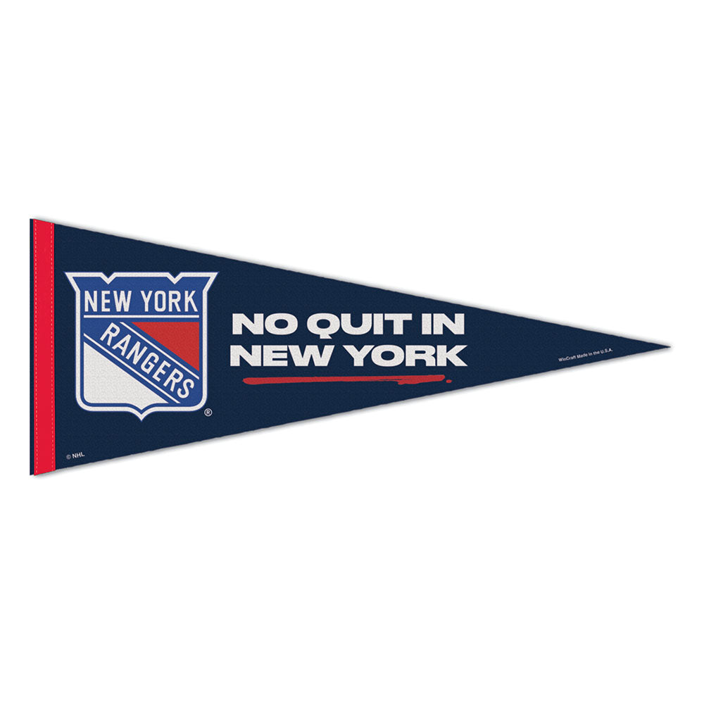 Wincraft Rangers No Quit In NY Pennant in Blue - Front View