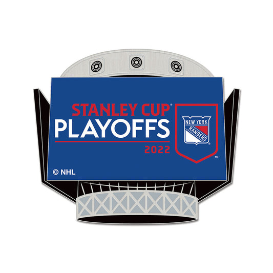 21-22 Rangers Playoff Participant Jumbotron Pin in Blue - Front View