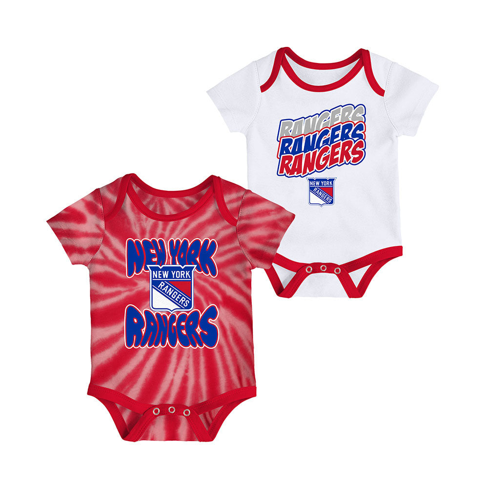 Infant Rangers 2 Pack Tie Dye Creeper in Red and White - Front View