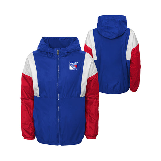 Youth Rangers Stadium Red Windbreaker Jacket in Blue - Front View