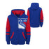 Youth Rangers Faceoff Full Zip Fleece Hoodie in Blue and Red - Front and Back View