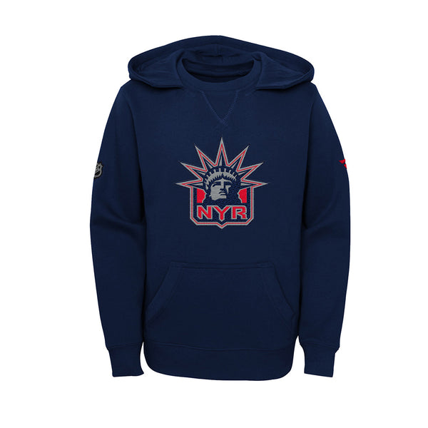 Youth Rangers Reverse Retro Hooded Sweatshirt in Navy - Front View