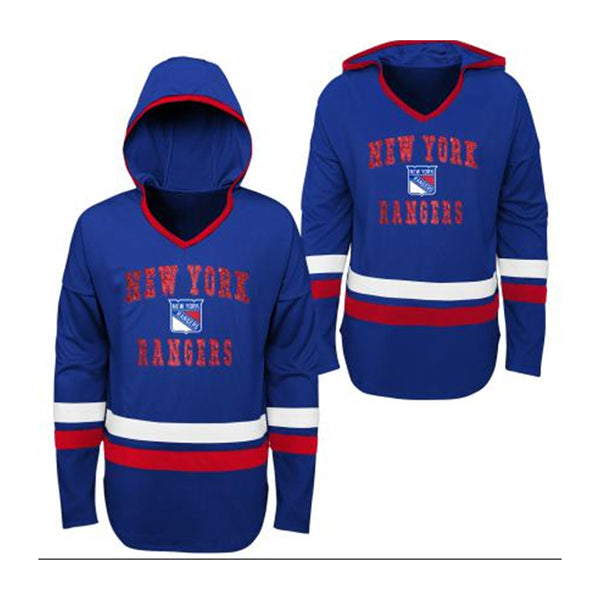 Girls Rangers Score and Shine Hooded Pullover in Blue - Front View