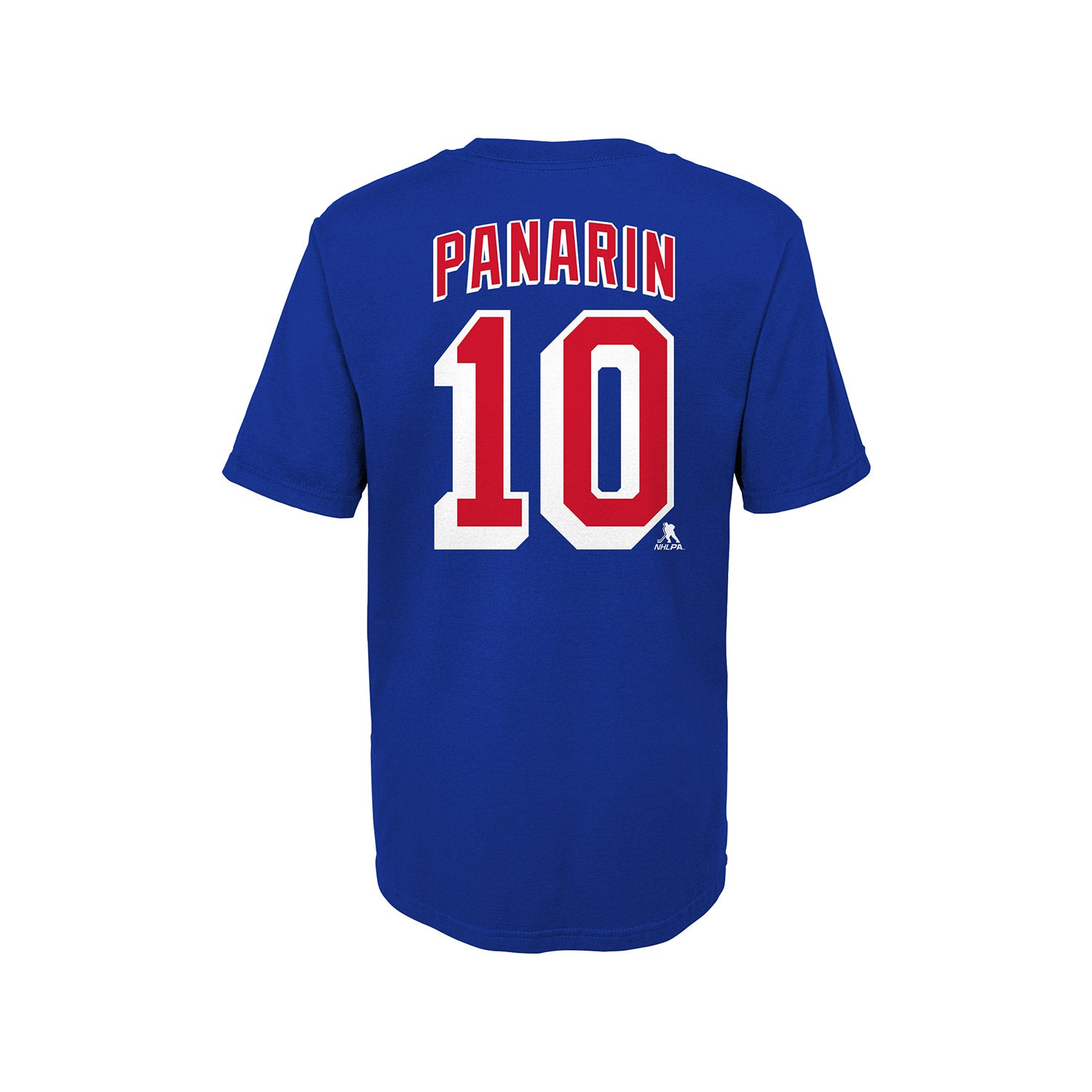 Kids Rangers Artemi Panarin Name & Number Tee In Blue, Red & White - Back View