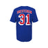 Kids Rangers Igor Shesterkin Name & Number Tee In Blue, Red & White - Back View