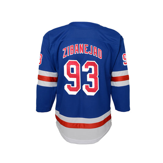 Youth Rangers Mika Zibanejad Rangers Home Jersey in Blue - Back View