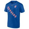 Fanatics Jacob Trouba Captain Rangers Name & Number T-Shirt In Blue & Red - Front View