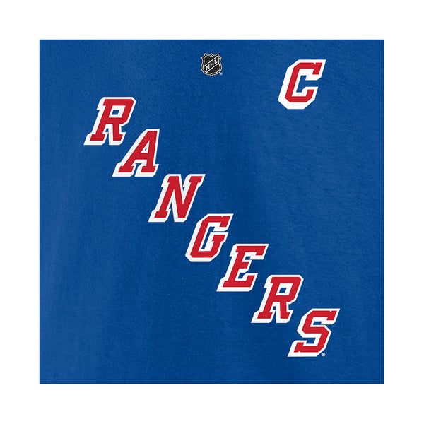 Fanatics Jacob Trouba Captain Rangers Name & Number T-Shirt In Blue & Red - Zoom View On Front Graphic