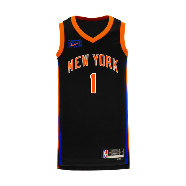Youth Knicks Obi Toppin 22-23 City Edition Jersey In Black - Front View